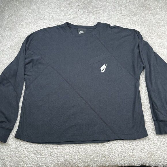 Nike Sportswear Black Oversized Dri Fit Long Sleeve Top - Picture 2 of 11